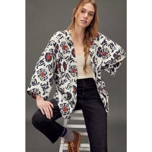 Anthropologie Eleanor Kimono Jacket Insulated Open Front Lagenlook Pockets L